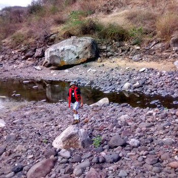 Denis Torres doing hiking at Somoto canyon